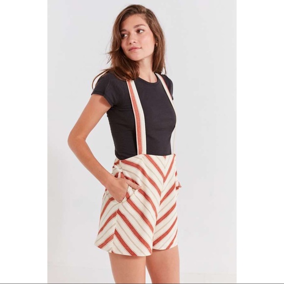 UO Maisy Striped Shortall Overall - Picture 1 of 8